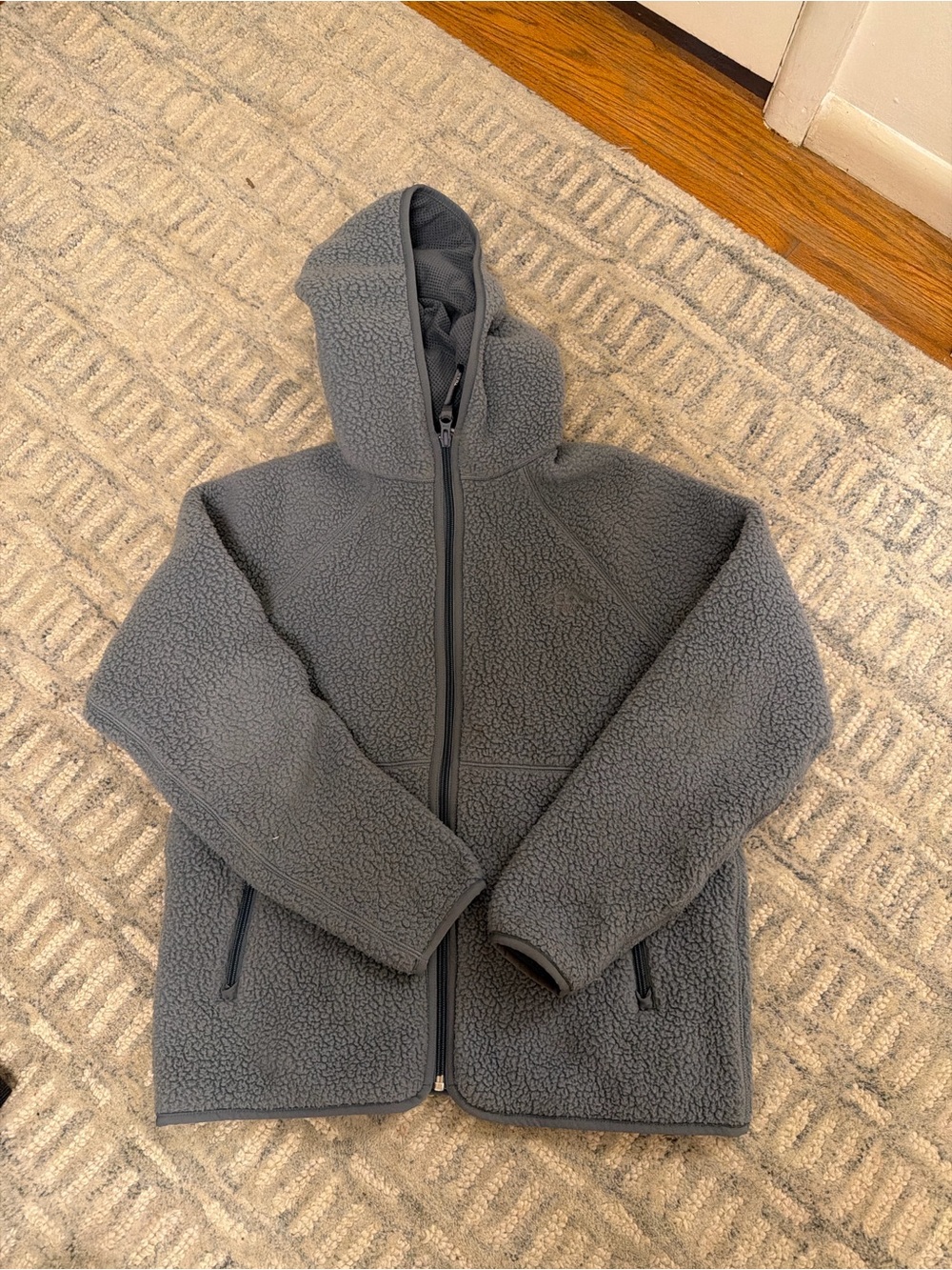 Aritzia Women's Gray Teddy Sherpa Hooded Jacket